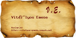 Vitályos Emese névjegykártya